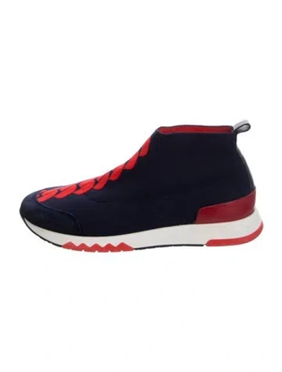 Pre-owned Hermes Volo Sock Sneakers In Blue