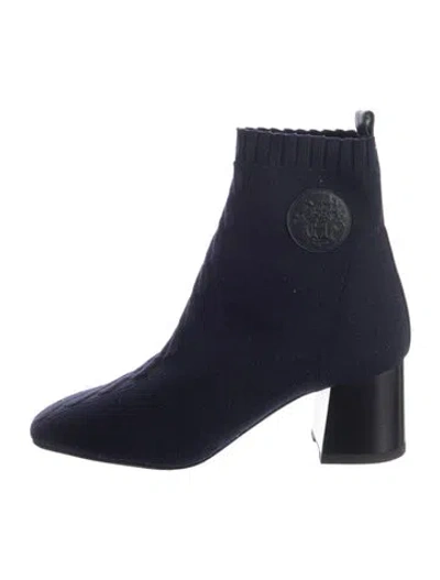 Pre-owned Hermes Volver 60 H Logo Boots In Black/blue