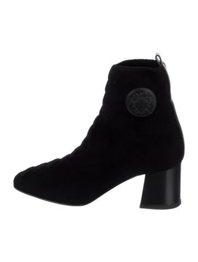 Pre-owned Hermes Volver 60 Leather Trim Embellishment Boots In Black