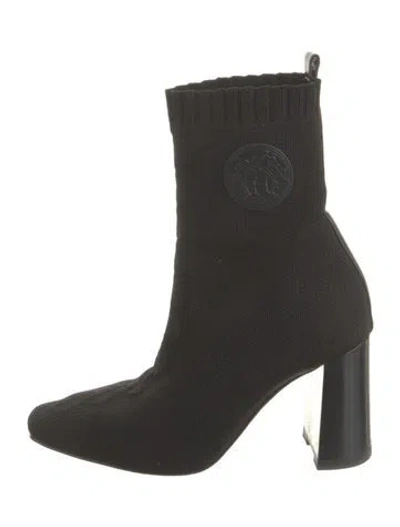 Pre-owned Hermes Volver 60 Leather Trim Embellishment Sock Boots In Black
