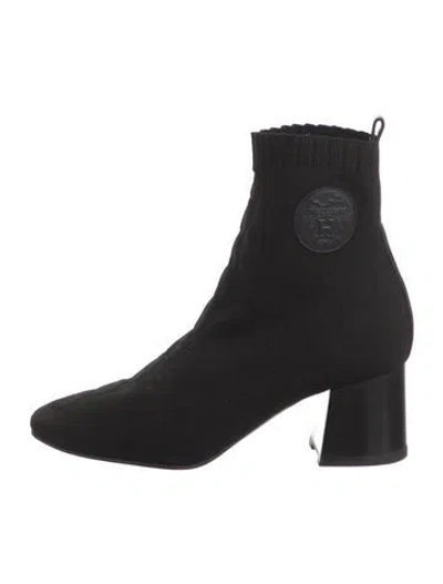 Pre-owned Hermes Volver 60 Leather Trim Embellishment Sock Boots In Black