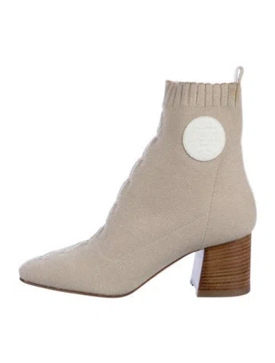 Pre-owned Hermes Volver 60 Leather Trim Embellishment Sock Boots In Grey