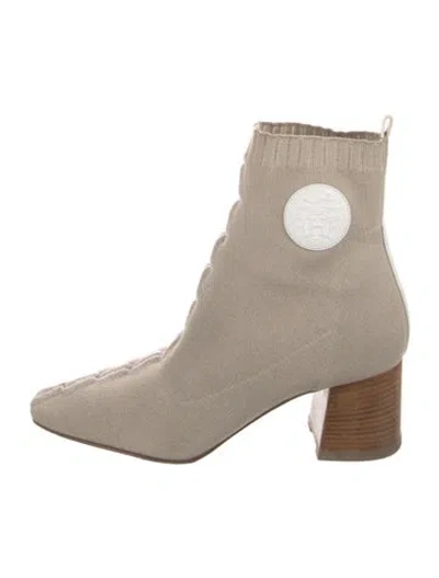 Pre-owned Hermes Volver 60 Sock Boots In Neutral