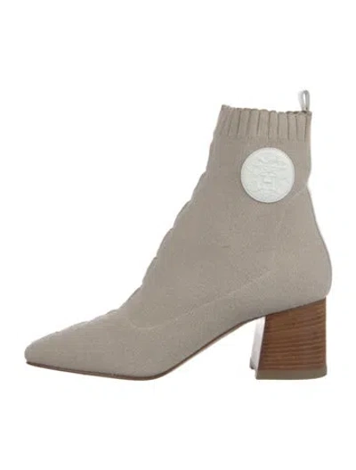 Pre-owned Hermes Volver 60 Sock Boots In Neutral