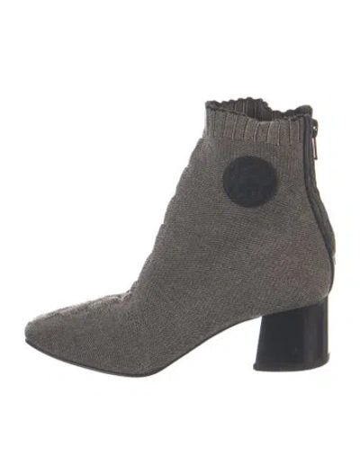 Pre-owned Hermes Volver 60 Tweed Pattern Boots In Black/blue