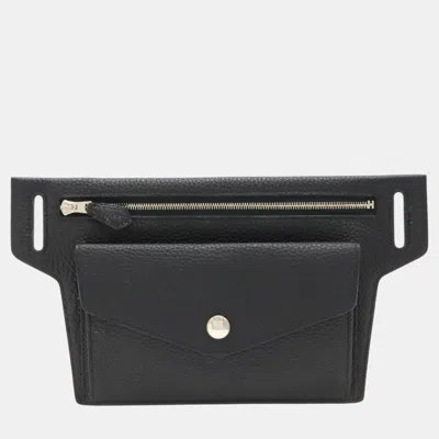 Pre-owned Hermes Waist Bag Multi Pouch Black Leather