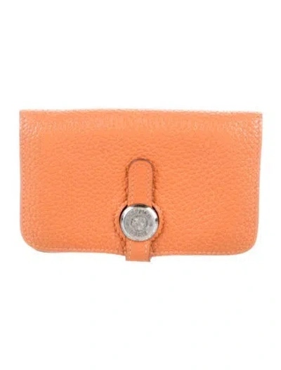 Pre-owned Hermes Wallet In Orange