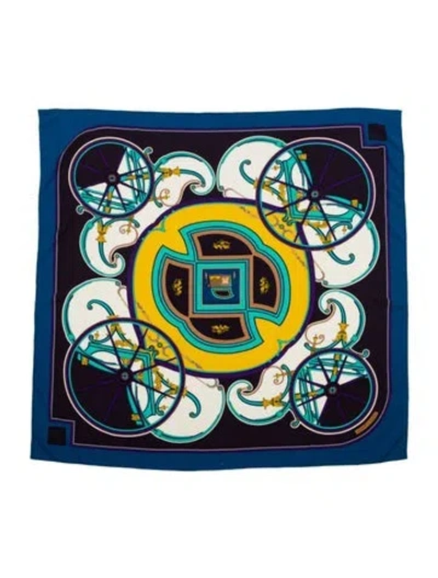 Pre-owned Hermes Washington's Carriage Cashmere Shawl In Blue
