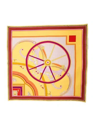 Pre-owned Hermes Washington's Carriage Detail Wash Silk Scarf In Multi