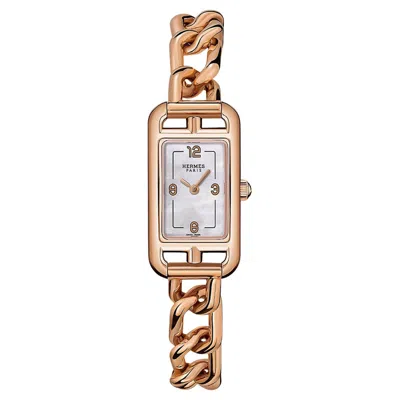Pre-owned Hermes Watch Nantucket Rose Gold 18k Small Model In Red