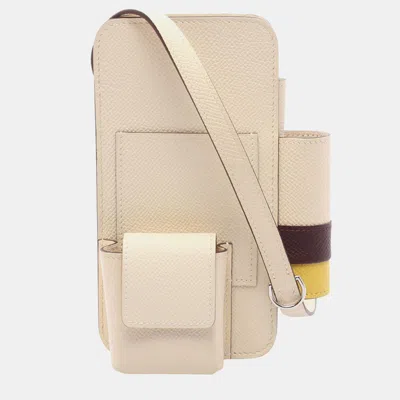 Pre-owned Hermes Way Epsom Calfskin Leather Phone Case Bag In Brown