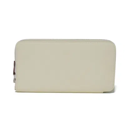 Pre-owned Hermes White Barenia Leather Epsom Leather Long Wallet (bi-fold) ()