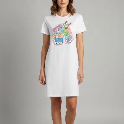 Pre-owned Hermes White Chevaloscope Embroidered Jersey T-shirt Dress M