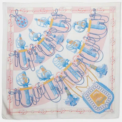 Pre-owned Hermes White Cliquetis Print Scarf