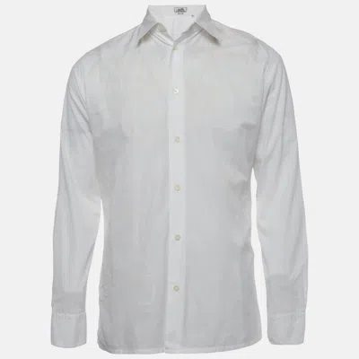 Pre-owned Hermes Hermès White Cotton Long Sleeve Shirt M
