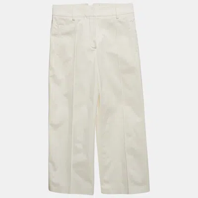 Pre-owned Hermes White Cotton Straight Leg Trousers S