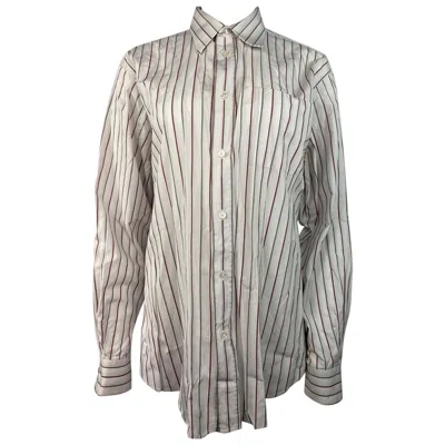 Pre-owned Hermes White Cotton Striped Shirt Size 42