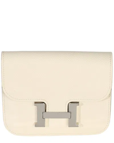 Pre-owned Hermes Hermès White Epsom Constance Slim Wallet Phw (authentic Pre-loved)