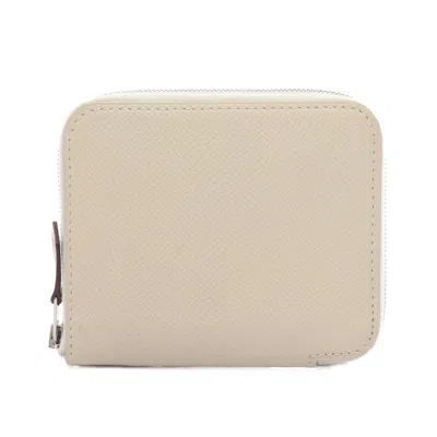Pre-owned Hermes White Epsom Leather Coin Purse/coin Case ()