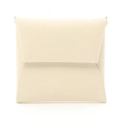 Pre-owned Hermes White Epsom Leather Coin Purse/coin Case ()