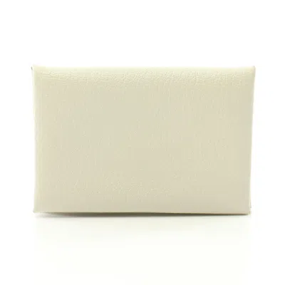Pre-owned Hermes White Epsom Leather Coin Purse/coin Case ()