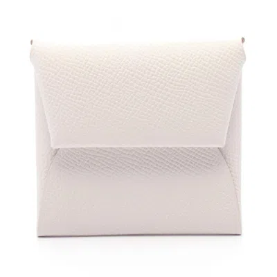 Pre-owned Hermes White Epsom Leather Coin Purse/coin Case ()