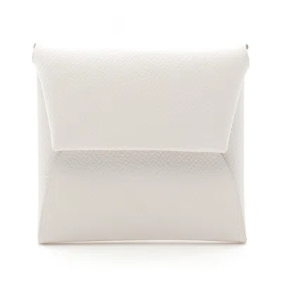 Pre-owned Hermes White Epsom Leather Coin Purse/coin Case ()