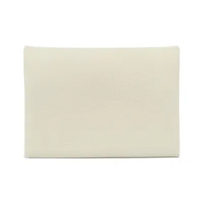 Pre-owned Hermes White Epsom Leather Coin Purse/coin Case ()