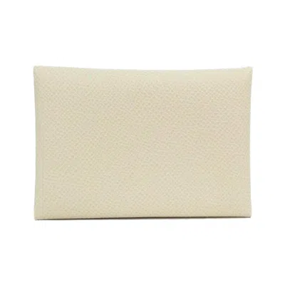 Pre-owned Hermes White Epsom Leather Coin Purse/coin Case ()