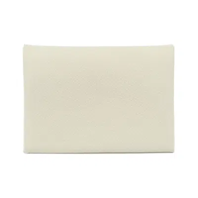 Pre-owned Hermes White Epsom Leather Coin Purse/coin Case ()