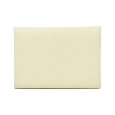 Pre-owned Hermes White Epsom Leather Coin Purse/coin Case ()