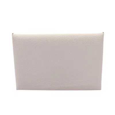 Pre-owned Hermes White Epsom Leather Coin Purse/coin Case ()
