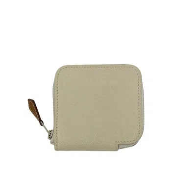 Pre-owned Hermes White Epsom Leather Coin Purse/coin Case ()
