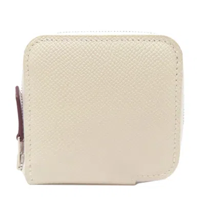 Pre-owned Hermes White Epsom Leather Coin Purse/coin Case ()