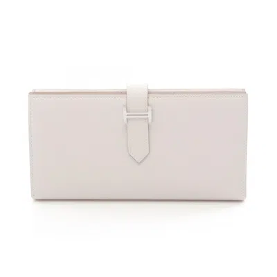 Pre-owned Hermes White Epsom Leather Leather Long Wallet (bi-fold) ()