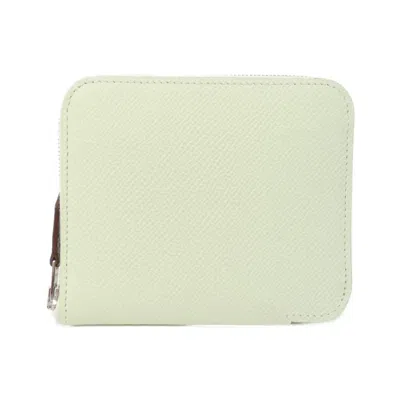 Pre-owned Hermes White Epsom Leather Silk Wallet (bi-fold) ()