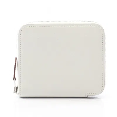 Pre-owned Hermes White Evercalf Leather Coin Purse/coin Case ()