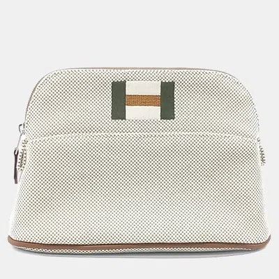 Pre-owned Hermes White Fabric Bolide Pouch Mini