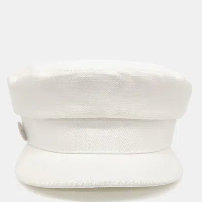 Pre-owned Hermes White Fabric Hunting Cap