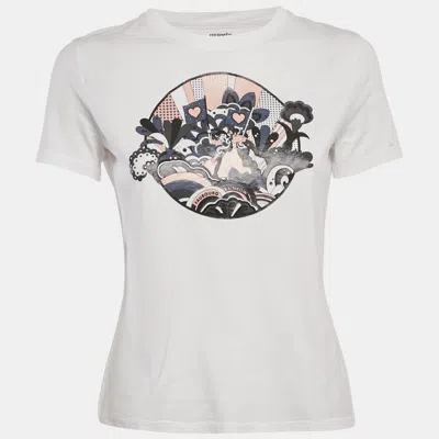 Pre-owned Hermes White Faubourg Rainbow Micro Print Cotton Crewneck T-shirt M