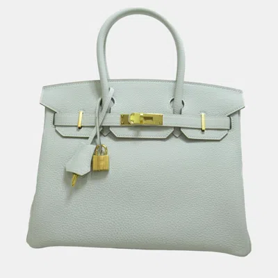 Pre-owned Hermes White Grease Pail Togo Leather Birkin Handbag