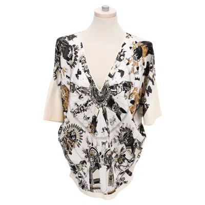 Pre-owned Hermes Hermès White Kachinas Silk Shirt