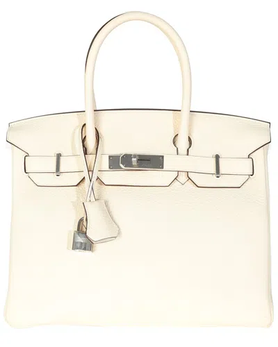 Pre-owned Hermes Hermès White Leather Birkin 30 Phw (authentic Pre-loved)