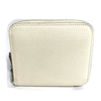 Pre-owned Hermes White Leather Coin Purse/coin Case ()