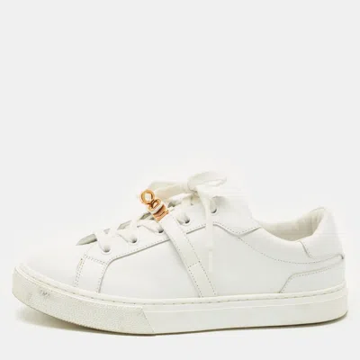Pre-owned Hermes White Leather Day Low Top Sneakers Size 38