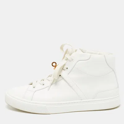 Pre-owned Hermes White Leather Daydream High Top Sneakers Size 39
