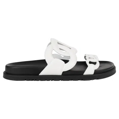 Pre-owned Hermes White Leather Extra Chaine D'ancre Slide Sandals Shoes 38.5