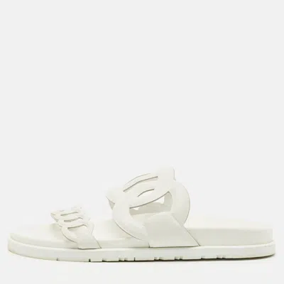 Pre-owned Hermes White Leather Extra Sandals Size 39