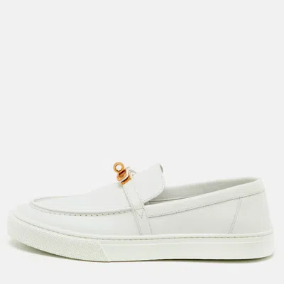 Pre-owned Hermes White Leather Game Slip On Sneakers Size 41