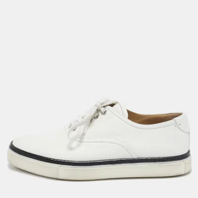 Pre-owned Hermes White Leather Lace Up Sneakers Size 38.5